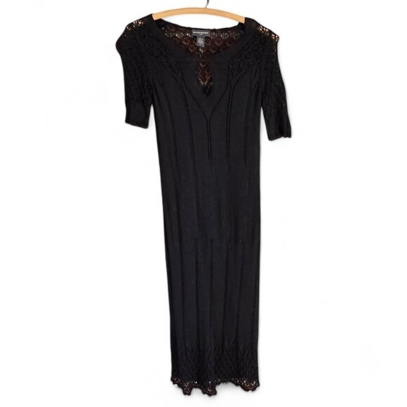 Banana Republic Womens Small Linen Blend Open Crochet Pattern Dress Over Spaghet - Picture 7 of 9